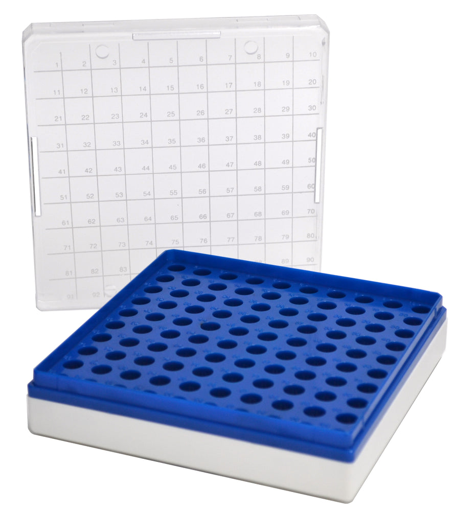 MCT Box - .5ml - 100 Holes - Polycarbonate Plastic - Printed Index on Lid