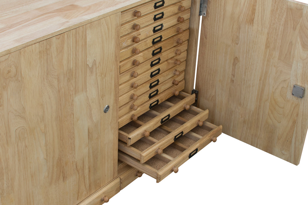 Premium Hardwood Slide Cabinet, 26 Drawer, 5000 Slide Capacity - Eisco Labs