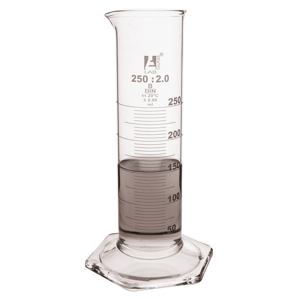 Measuring Cylinder, 1000ml - Class B - Squat Form, White Graduations - Borosilicate Glass - Eisco Labs