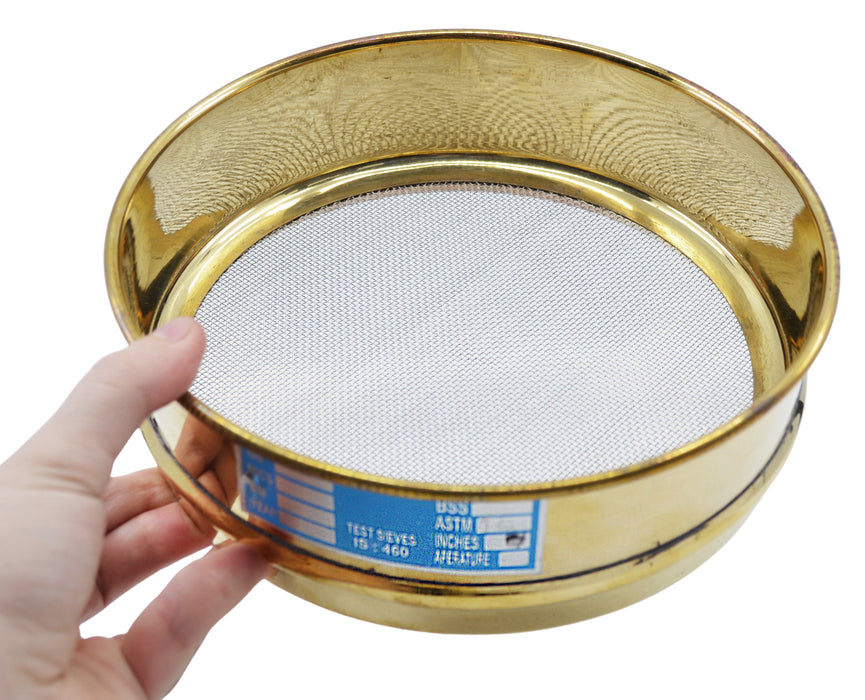 Test Sieve, 8 Inch - Full Height - ASTM No. 18 (1.0mm) - Brass Frame with Stainless Steel Wire Mesh - Eisco Labs