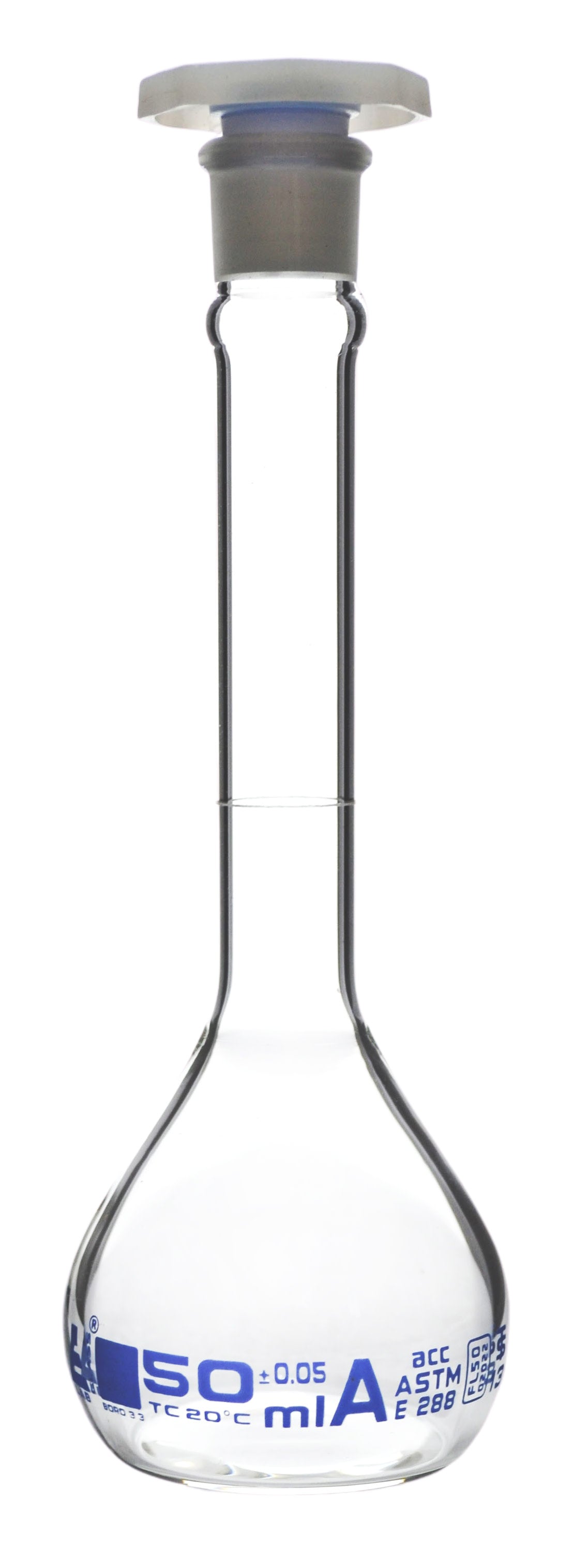 Volumetric Flask, 50ml ASTM, Class A Tolerance ±0.05ml Interchan