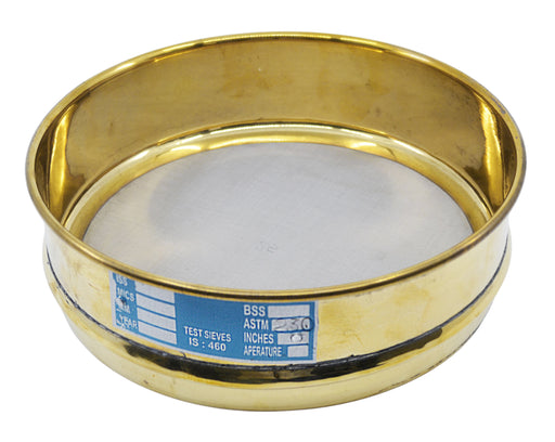 Test Sieve, 8 Inch - Full Height - ASTM No. 230 (63µm) - Brass Frame with Stainless Steel Wire Mesh - Eisco Labs
