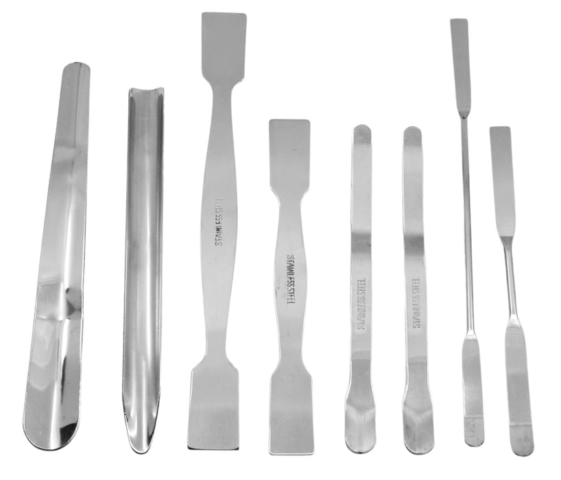 15 Piece Scoop & Spatula Set - Assortment - For Use In A Variety Of Lab Applications - Stainless Steel - Eisco Labs