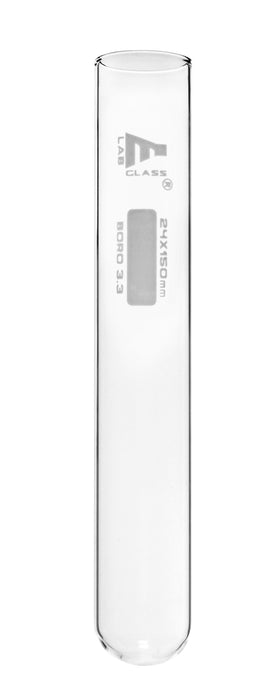 50PK Test Tubes, 25mL, 24x150mm - Rimless - Light Wall, 1.2mm Thick - Marking Spot - Borosilicate Glass
