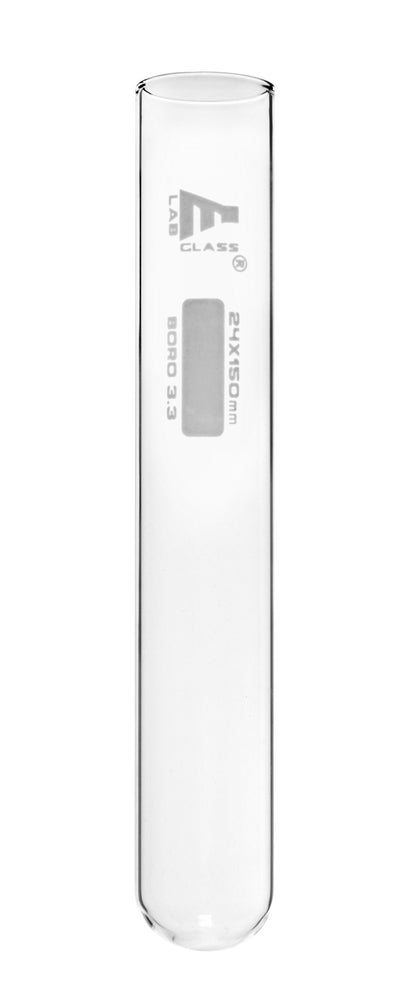 50PK Test Tubes, 25mL, 24x150mm - Rimless - Light Wall, 1.2mm Thick - Marking Spot - Borosilicate Glass