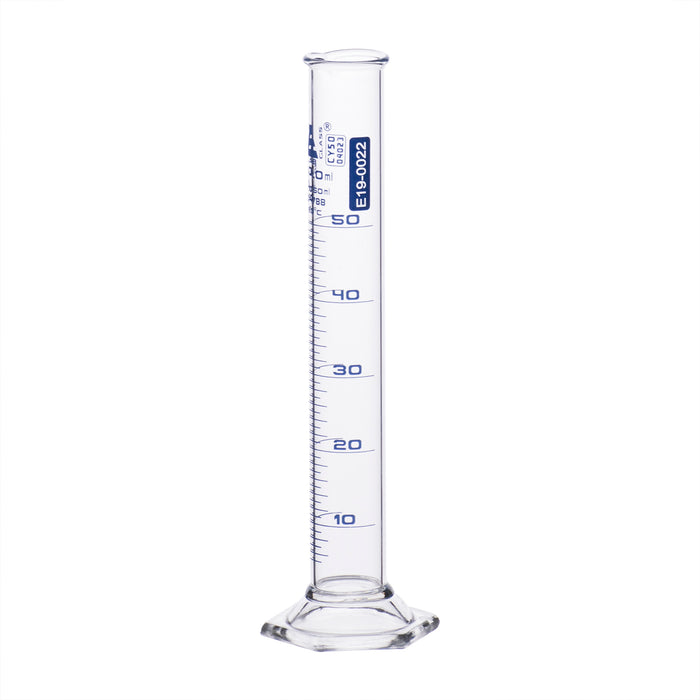 Graduated Cylinder, 50ml - Class A - Hexagonal Base - Borosilicate Glass