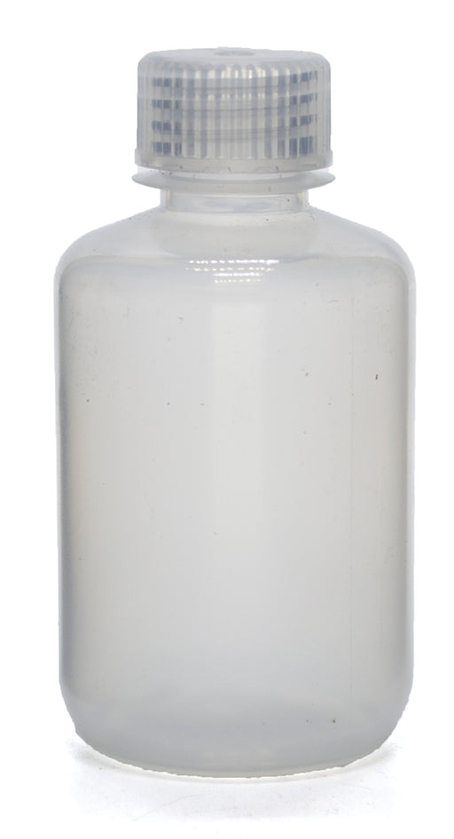 125mL Rigid Plastic Reagent Bottle with Narrow Mouth (0.7" ID) and Screw Cap - Polypropylene - Eisco Labs