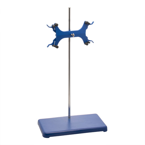 Double Burette Clamp Support with Rod - Fits Burettes Up to 100ml - Stainless Steel Rod, Alloy Jaws, Built In Boss Head - Eisco Labs