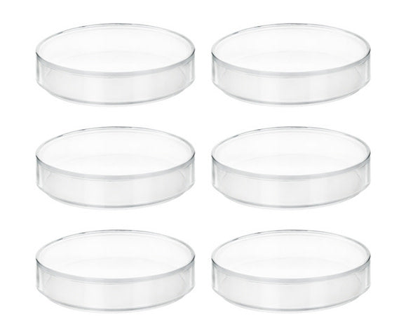 6PK Petri Dishes - 2.9" Diameter, 0.5" Depth - Polypropylene Plastic