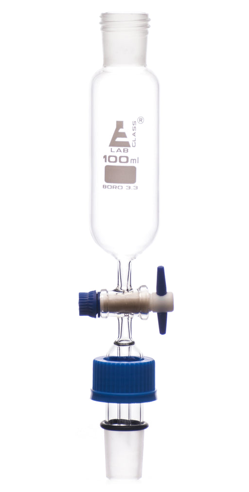 Dropping Funnel, 100ml Capacity, 19/26 Socket Size, Screw Thread, PTFE Stopcock, Borosilicate Glass - Eisco Labs