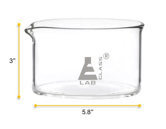 Crystallizing Dish, 1000ml - Flat Bottom - Borosilicate Glass - Eisco Labs