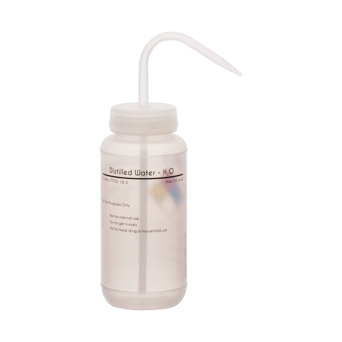 Performance Plastic Wash Bottle, Distilled Water, 500 ml - Labeled (4 Color)