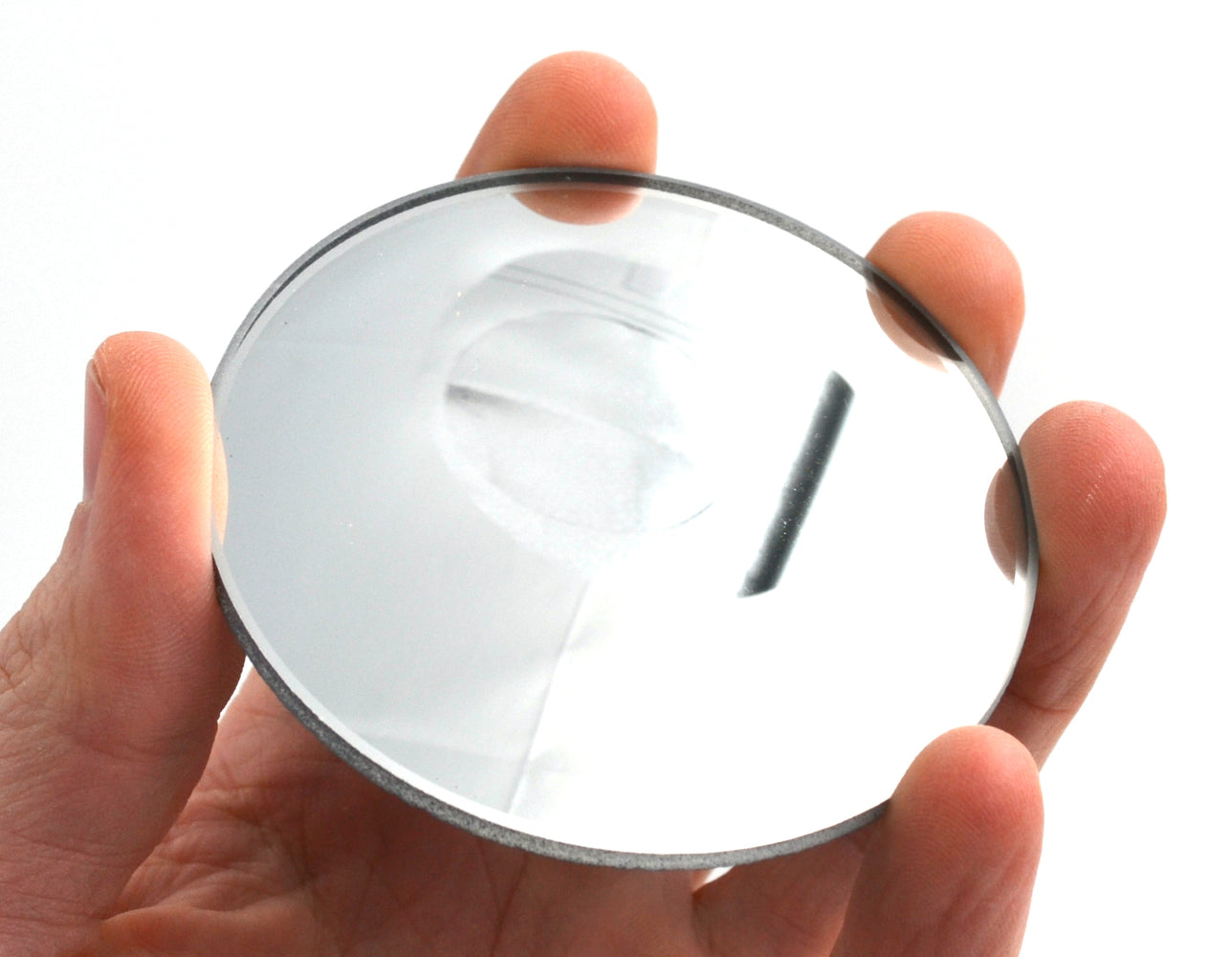 Round Convex Glass Mirror - 3" (75mm) Diameter - 100mm Focal Length - 2.8mm Thick Approx. - Eisco Labs