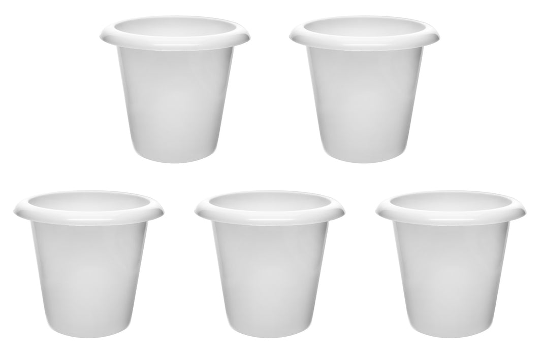 Plant Nursery Pots, 4.5" Tall - Pack of 5 - Polypropylene - Downward Extended Rim - Drillable Drain Holes