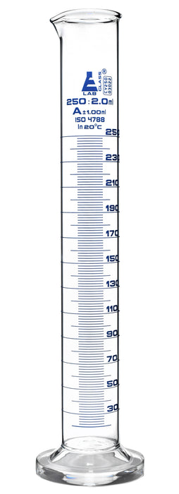 Graduated Cylinder, 25ml - Class B - Blue Graduations, Hexagonal Base