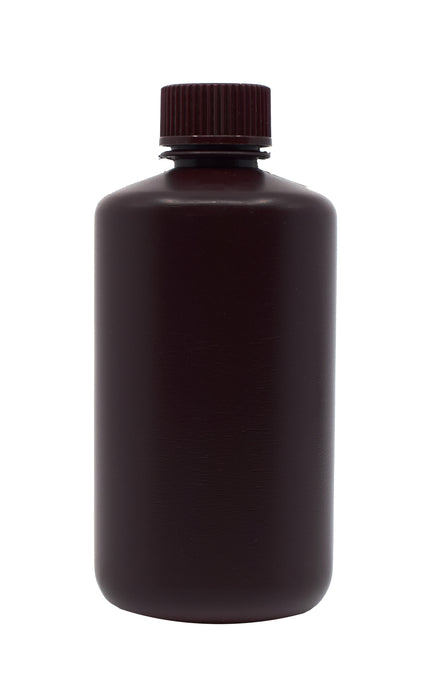 Reagent Bottle, Amber, 250mL - Narrow Mouth with Screw Cap - HDPE