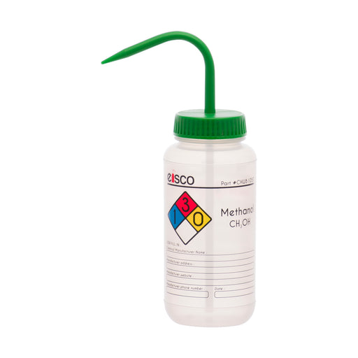 Performance Plastic Wash Bottle, Methanol, 500 ml - Labeled (4 Color)