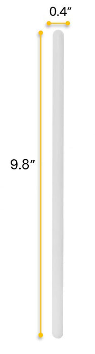 12PK Polypropylene Stirring Rods, 9.8" - Rounded Ends, 10mm Diameter