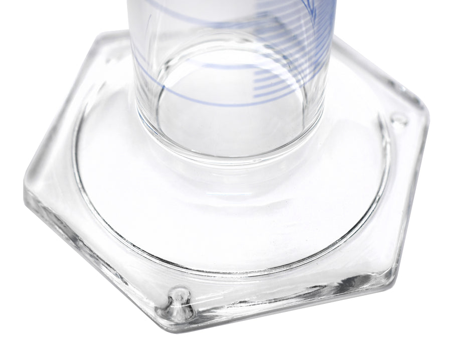 Measuring Cylinder, 2000ml - ASTM, Class A Tolerance ±6.00ml - Protective Collar, Hexagonal Base - Blue Graduations - Borosilicate 3.3 Glass - Eisco Labs