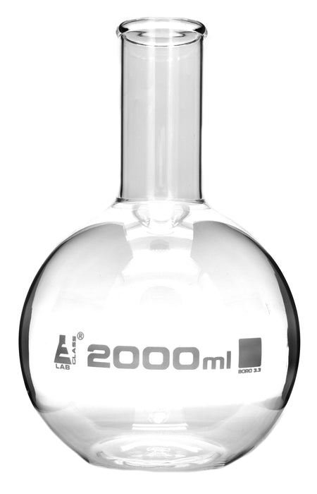 Boiling Flask, 2000ml - Borosilicate Glass - Flat Bottom, Narrow Neck - Eisco Labs