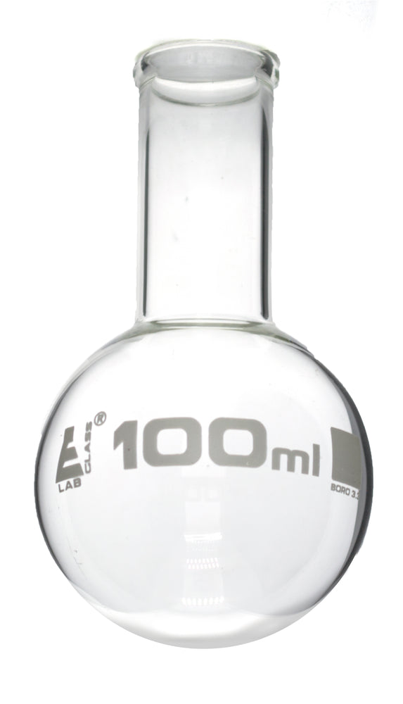Boiling Flask, 100ml - Borosilicate Glass - Round Bottom, Narrow Neck (0.85" ID) - Eisco Labs