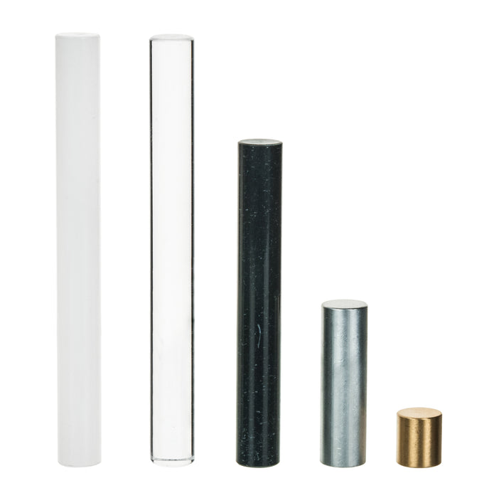 5pc Equal Mass Density Set - Aluminum, Brass, Nylon, Acrylic & Polyvinyl Chloride - For Specific Heat Experiments