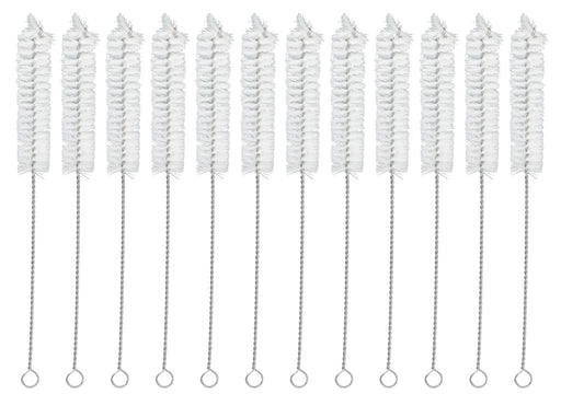 12PK Bristle Cleaning Brushes, 9" - Fan Shaped Ends - 0.75" Diameter