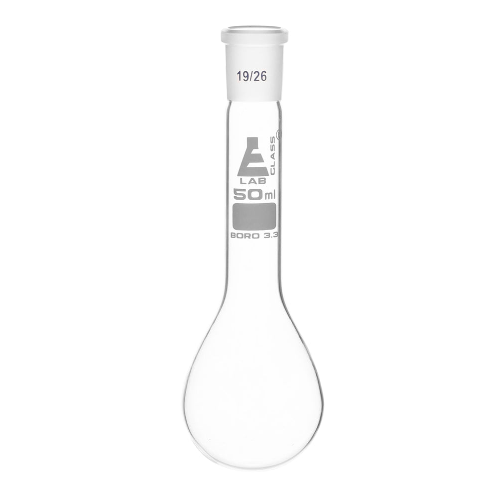 Kjeldahl Flask, 50mL - 19/26 Socket Size - Long Neck, Round Bottom - Borosilicate Glass