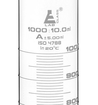 Graduated Cylinder, 1000ml - Class A - White Graduations, Round Base