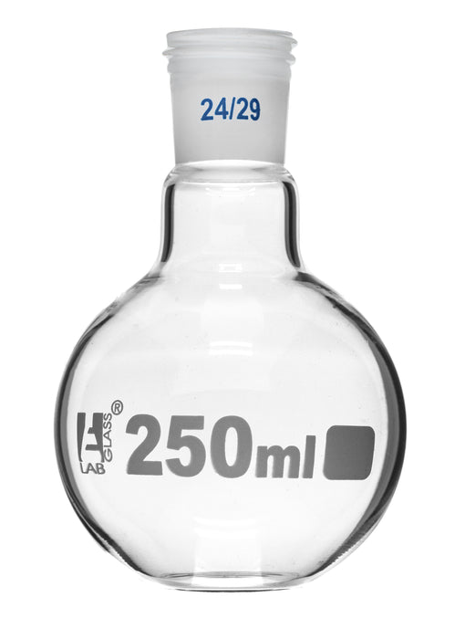 Boiling Flask with 24/29 Joint, 250ml - Flat Bottom, Interchangeable Screw Thread Joint - Borosilicate Glass - Eisco Labs