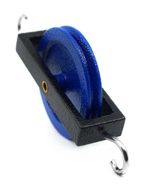 Single Pulley, 2 Hook -  4.25" x 2" - Mounted in a Heavy Duty Metal Frame - Eisco Labs