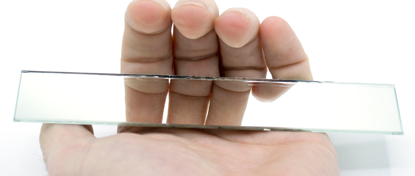 10 Pack Rectangular Plano Glass Mirror, 6" x 1" - 2mm Thick Approx. - Eisco Labs