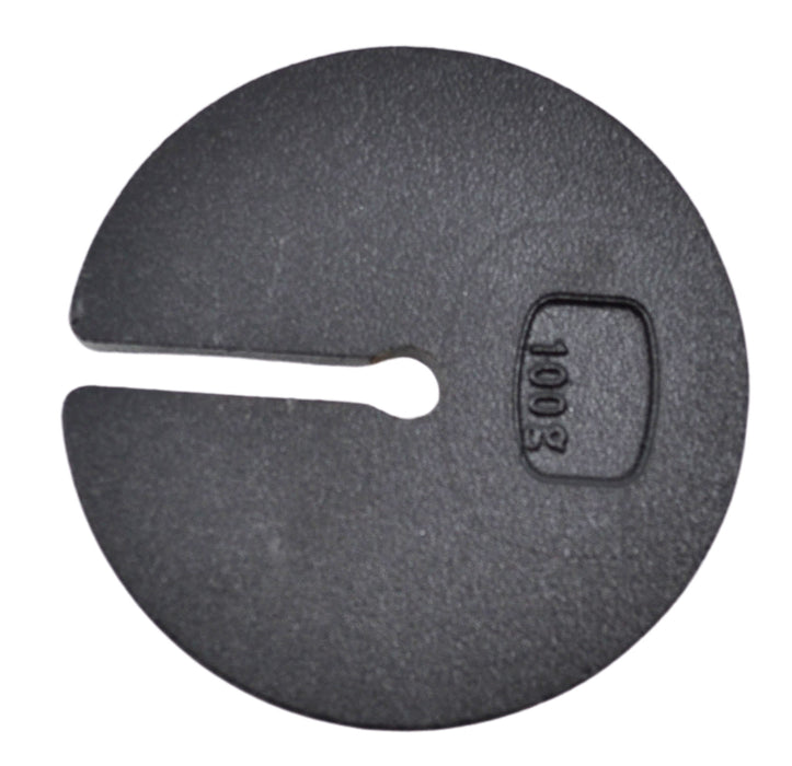 10 Piece Slotted Mass Set, 1000g - Zinc Casted - Includes 9 weights (100g  each), one hanger (100g) - Eisco Labs