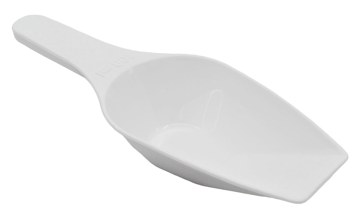 Scoop, 100ml (3.4oz) - Polypropylene - Flat Bottom, Excellent for Measuring & Weighing