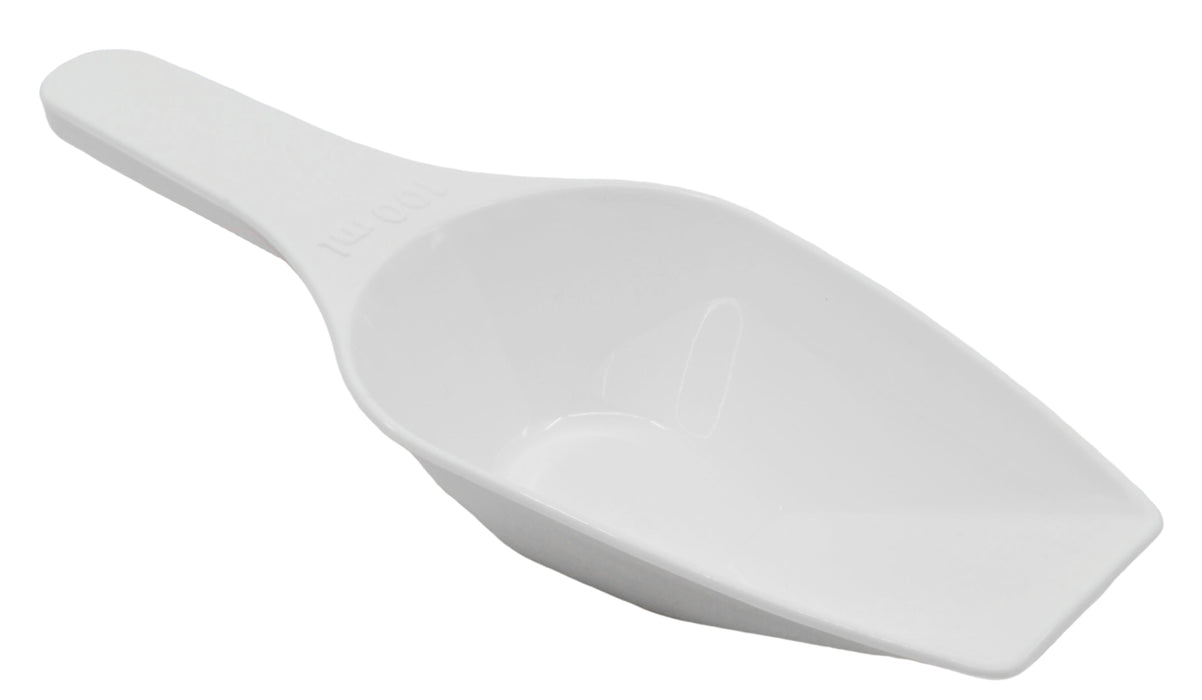 Scoop, 100ml (3.4oz) - Polypropylene - Flat Bottom, Excellent for Measuring & Weighing