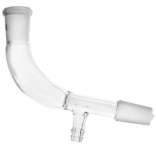 Receiver Adaptor, Bend with Vacuum Connection - Socket Size: 19/26, Cone Size: 24/29 - Borosilicate Glass - Eisco Labs