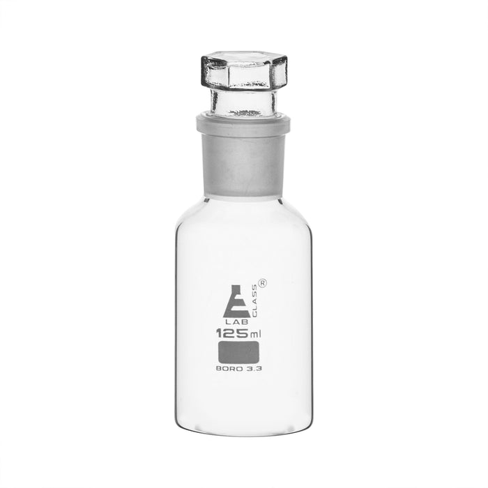 Eisco Labs 125ml Reagent Glass Bottle - Wide mouth with Stopper