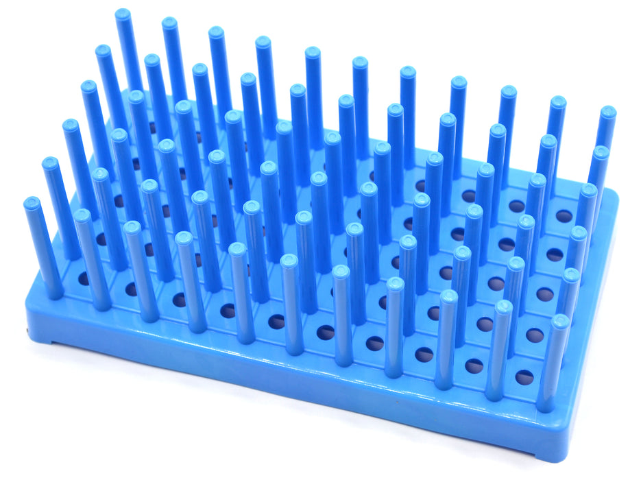 Blue Plastic Test Tube Peg Drying Rack Holds 50 16mm Test Tubes - Eisco Labs