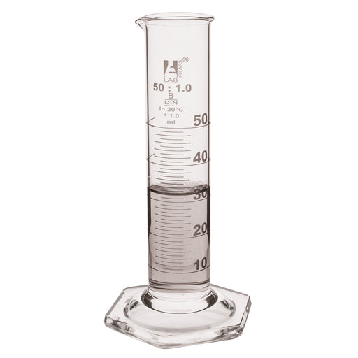 Measuring Cylinder, 250ml - Class B - Squat Form, White Graduations - Borosilicate Glass - Eisco Labs