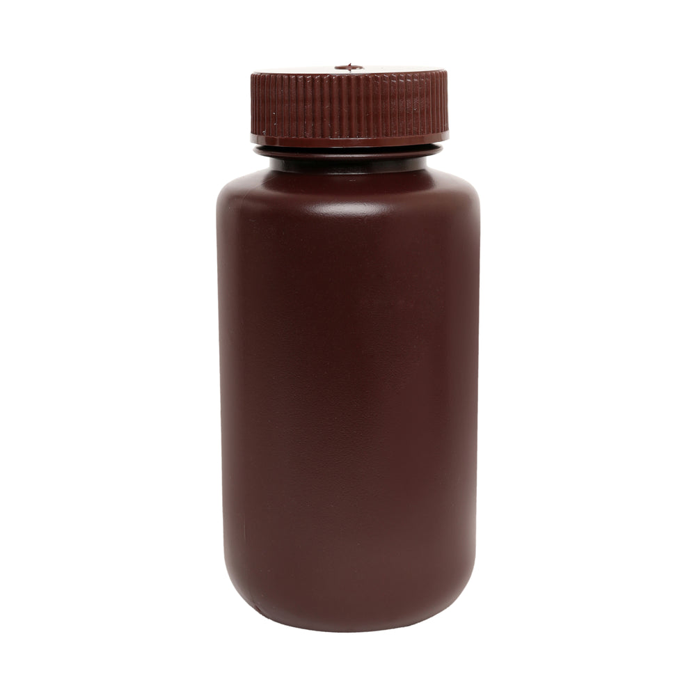 Reagent Bottle, Amber, 250mL - Wide Mouth with Screw Cap - HDPE