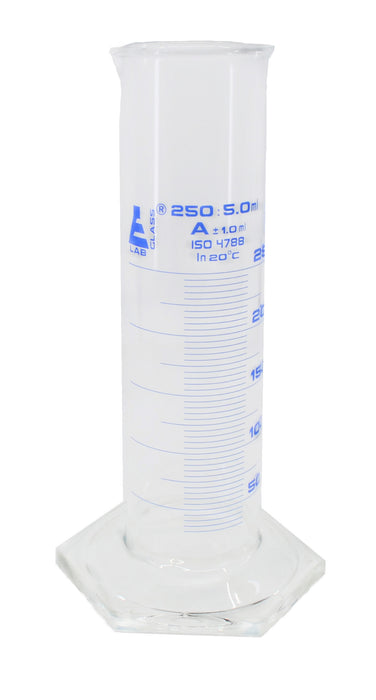Measuring Cylinder, 250ml - Class A - Squat Form - Borosilicate Glass