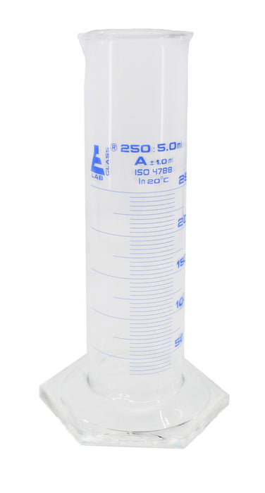 Measuring Cylinder, 250ml - Class A - Squat Form - Borosilicate Glass