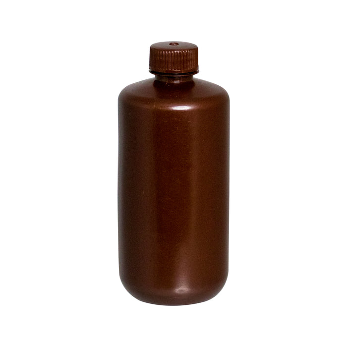 Reagent Bottle, Amber, 500mL - Narrow Mouth with Screw Cap - HDPE