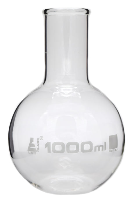 Boiling Flask, 1000ml - Borosilicate Glass - Flat Bottom, Wide Neck - Eisco Labs