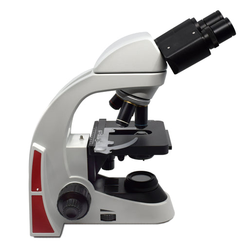Premium Binocular Microscope - Finite Color Corrected Optical System, LED Illumination - 4X, 10X, 40X (S) and 100X Oil (S) - 30° inclined Siedentopf Head, 360° Rotatable - Eisco Labs