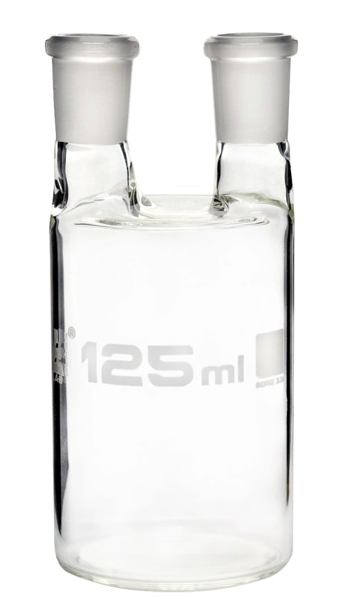 Woulff Gas Wash Bottle, 125ml - Borosilicate Glass - Two Necks