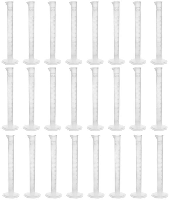 24PK Measuring Cylinders, 10ml - Class B - Polypropylene - Raised Graduations - Octagonal Base - Eisco Labs