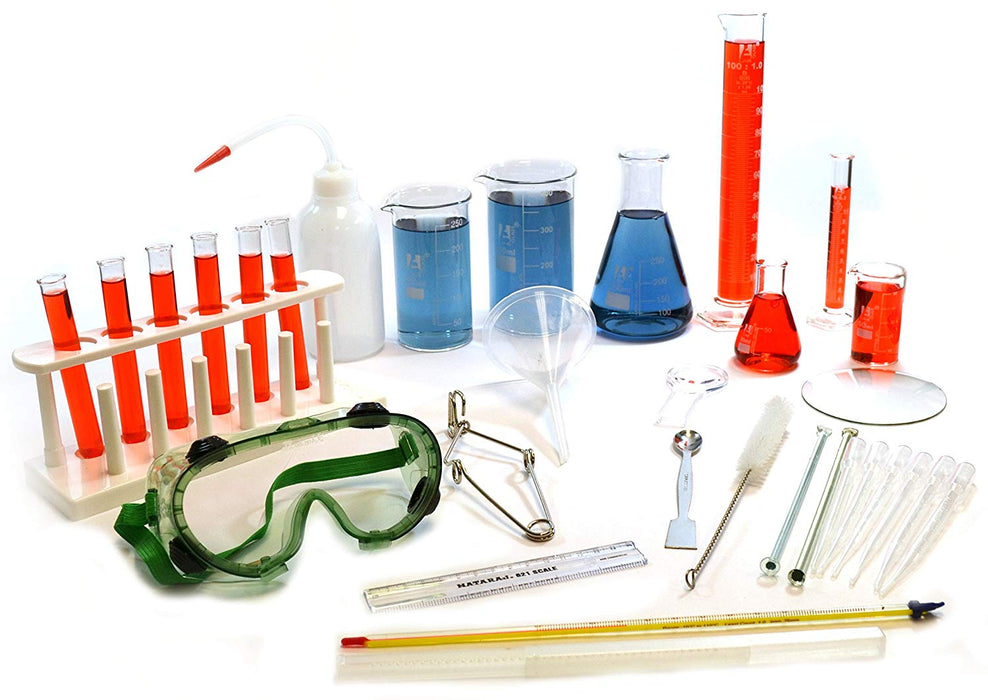 Laboratory Starter Kit - 32 Pieces - Glassware & Plasticware - Select Equipment for Basic Measurement, Scientific Method & Intro Chemistry - Eisco Labs