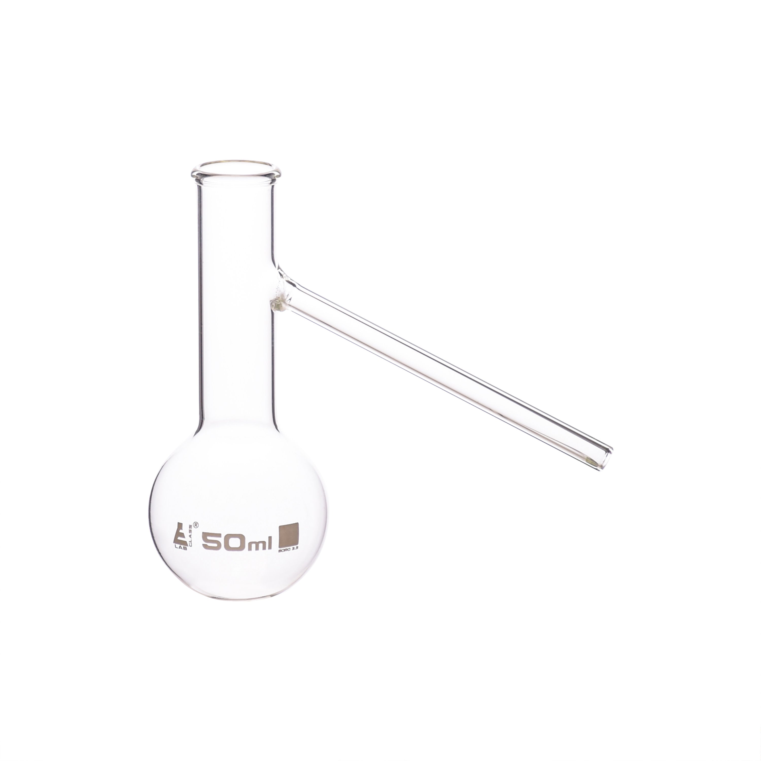 Distilling Flask with Side Arm, 50mL - Borosilicate Glass - Round Bott ...