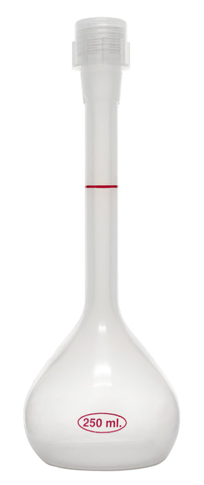 Volumetric Flask, 250ml - Polypropylene, with Screw Cap - Autoclavable - Eisco Labs